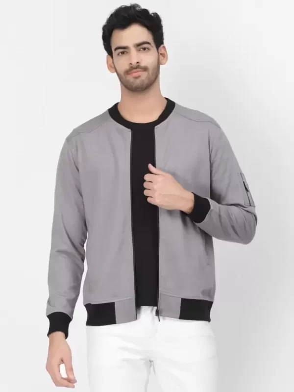 Men Color block Bomber Jacket Gray
