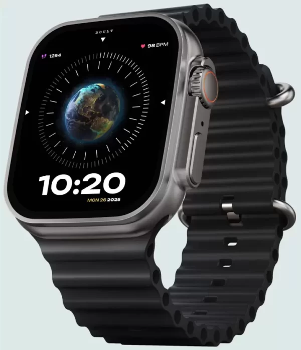 Boult Crown 1.95'' Screen, BT Calling, Working Crown, Zinc Alloy Frame, 900 Nits, SpO2 Smartwatch