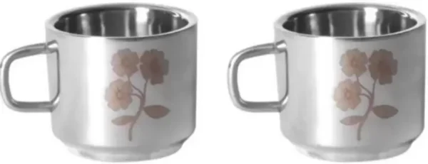 Akashmetal cup Pack of 2 Stainless Steel Silver, Cup Set