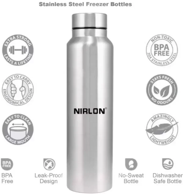 NIRLON Summer Cool Single Wall Stainless Steel Fridge Water Bottle 1000 ml Bottle