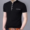 Men Solid Mandarin Collar Pure Cotton Half T-Shirt