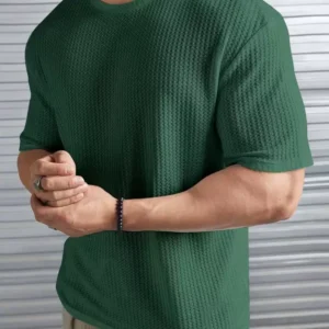 Men Solid Round Neck Cotton Blend Half T-Shirt