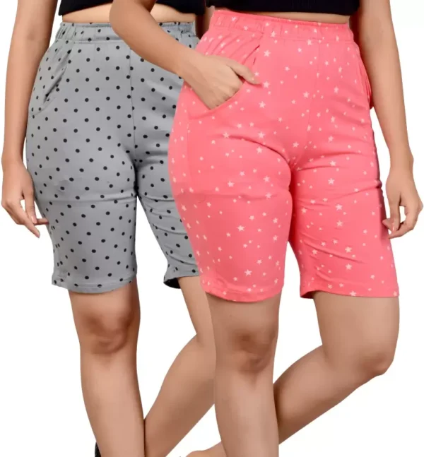 Pack of 2 Printed Women pant Multicolor Basic Shorts