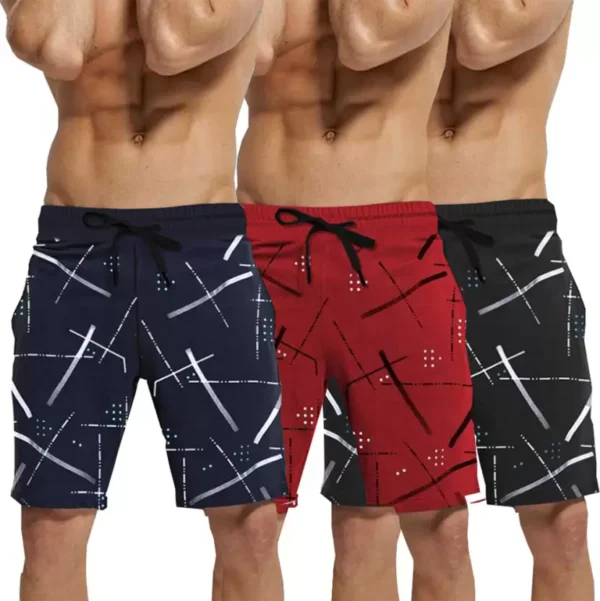 Pack of 3 Printed Men Multicolor Regular Shorts half pant