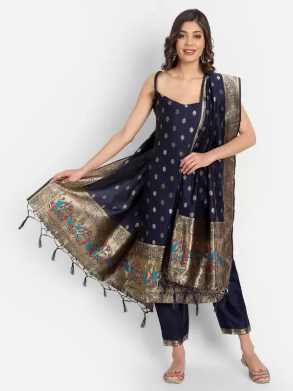 Women Cotton Silk Kurti Pant Dupatta Set
